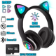 Наушники c кошачьими ушками CAT BL 4.2 c RGB подсветкой и MP3 плеером MicroSD, FM Черные + Карта памяти 32Gb - изображение 1