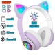 Наушники c кошачьими ушками CAT BL 4.2 c RGB подсветкой и MP3 плеером MicroSD, FM Фиолетовые - изображение 1