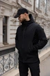 Легкая и теплая куртка soft shell для весны и осени: водонепроницаемая, ветрозащитная, функциональная Intruder с капюшоном и карманами черная/5XL - изображение 1