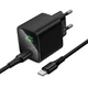 Зарядне мережеве Hoco CS82A PD20W швидка зарядка для мобільних пристроїв з цифровим дисплеєм + кабель Type-C-Type-C 60 Вт 1М Чорний - изображение 3