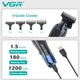 Аккумуляторный триммер для стрижки волос VGR V-998 для бороды и усов с LED-дисплеем Green - изображение 5