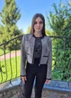 Жакет жіночий укорочений із заклепками на плечах H&M Коричневий з білим 15941 L (на укр 48) - зображення 3