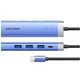 Док-станція USB3.1 Type-C --> HDMI 4K30Hz/USB 3.0x3/PD 100W Blue Aluminum Alloy Hub 5-in-1 Vention - зображення 2