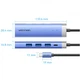 Док-станція USB3.1 Type-C --> HDMI 4K30Hz/USB 3.0x3/PD 100W Blue Aluminum Alloy Hub 5-in-1 Vention - зображення 4