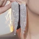 Сережки женские вечерние длинные со стразами серебристые 010525 - изображение 1