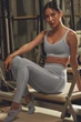 Жіночий спортивний комплект легінси + топ Alo Yoga Alosoft Heart Throb S "Grey/White" - изображение 1
