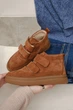 Женские зимние короткие замшевые рыжего цвета ботинки PARADIZE SHOES спереди на липучке на высокой подошве 36 размер (стелька 23,4 см) - изображение 1