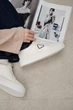 Женские зимние кроссовки PARADIZE SHOES из белой кожи с меховой опушкой на высокой подошве 36 размер (стелька 23,4 см) - изображение 5