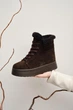 Женские зимние замшевые темно-коричневые ботинки PARADIZE SHOES с шнуровкой и меховой опушкой на высокой подошве 37 размер (стелька 24,1 см) - изображение 1
