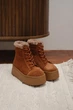 Жіночі зимові замшеві рудого кольору черевики PARADIZE SHOES зі шнурівкою та хутряною опушкою на високій підошві 36 розмір (устілка 23,4 см) - зображення 3