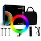 Кольцевая LED лампа RGB 18 дюймов для блогеров и фотографов с регулировкой яркости и дистанционным управлением - изображение 7