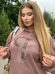 Трикотажная женская кофта худи з капюшоном для полных женщин спортивная с принтом Мокко, 48/50 - изображение 6