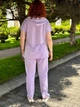 Спортивный летний женский костюм с капюшоном больших размеров Лиловый, 60/62 - изображение 7