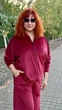 Велюровый женский костюм с прямыми брюками большого размера Марсала, 56/58 - изображение 4