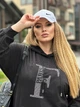 Трикотажная женская кофта худи з капюшоном для полных женщин спортивная с принтом Черный, 60/62 - изображение 7