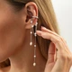 Сережка каф женская длинная с бусинами серебристая 260138 - изображение 6
