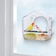 Кормушка для птиц на окно прозрачная акриловая с присосками креплением на стекло без сверления уличная компактная влагостойкая для наблюдение за птицами дома балкона лоджии для синиц воробьев щеглов пластиковая оконная прочная подарок детям и взрослым - изображение 6