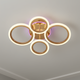 Потолочная LED люстра с пультом и акриловыми кольцами 60W+14W подсветка корпуса 3000–6500K золотистая Svet SY-26255/2+2C FGD - изображение 3