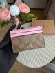 Картхолдер ключниця рожева coach маленький гаманець візитниця натуральна шкіра + подарункове пакування - зображення 1