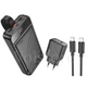 Комплект Павербанк Hoco J123B 30000 mAh 22.5W 3A и Сетевой Адаптер Hoco CS22A Value 30W Type-C to Type-C Павербанк с быстрой зарядкой Hoco J123B Element Портативный аккумулятор внешний аккумулятор 3USB/Type-C/Lightning Черный - изображение 1