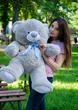 Мягкая игрушка BigMishki плюшевый мишка Томми 100 см серый - изображение 1
