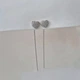 Серебряные серьги протяжки Сердце с Белыми камнями серебро 925 пробы Родированное 2731r 1.60г - изображение 5