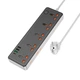 Мережевий зарядний пристрій Подовжувач з USB HOCO AC14A Rico 5x220VEU+3хUSBх18W+Type-Cх30W 2500W PD/QC 3A/30W 1,5 м Чорний з білим - зображення 3