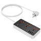 Сетевое зарядное устройство Удлинитель с USB HOCO AC8A 3x220VEU+3хUSBх18W +Type-Cх3A/30W PD/QC 1,5 м Чёрный с белым - изображение 3