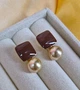Сережки деликатные подвески 2.2х1.2 см jewelry Коричневые - изображение 7