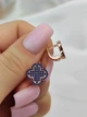 Серебряные серьги 925 пробы в стиле Van Cleef (Ван Клиф) клевер с синими камушками (ЛПЧ-4021) - изображение 2