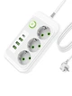 Подовжувач на 3 розетки, мережевий фільтр Power Socket з USB-C, 1.8 метра, Білий - зображення 4