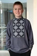 Вишиванка для хлопчика льон із довгим рукавом 110 Темно-сіра - зображення 1