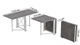 Стол-книжка трансформер Орион 2 Ferrum-decor 750x1520x730 Белый металл ДСП Бетон 16 мм (ORI214) - изображение 2