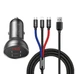 Автомобильное зарядное устройство BASEUS TZCCBX-0G 2USB кабель Lightning/Micro/Type-C 24W 4.8A + вольтметр - изображение 1