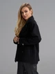 Пальто короткое в фасоне пиджака классическое в стиле casual молодежное оверсайз прямого кроя двубортное на пуговицах с воротником с запахом ISSA PLUS SA-694 S черное (issa2007682779475) - изображение 2