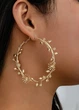 Серьги кольца женские большие с растительным плетением Fashion Jewelry Золотистые 19466 - изображение 5
