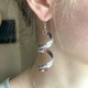Длинные серьги-подвески Спиральки серебристого цвета Genenic - изображение 5