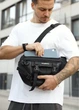 Велика чоловіча сумка бананка Sambag DynamicDart чорна тканева 38 × 21 × 7 см (80411701m) - зображення 3