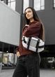 Большая женская поясная сумка бананка Sambag DynamicDart принт "Square" 38×21×7 см (80411150) - изображение 6