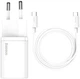 Зарядний пристрій Baseus Super Si Quick Charge 25W 3A з кабелем Type-C EU білий - зображення 1
