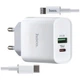 Зарядний пристрій Hoco C80A PD20W QC3.0 2 порти USB Type-A Type-C біле - зображення 8