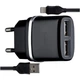 Зарядное устройство Hoco C12 Dual USB 2.4A с Lightning кабелем для устройств Apple Черный - изображение 1