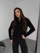 Кофта женская на молнии с вязаного трикотажа One size Черная 2503 - изображение 1