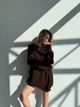Вязаный свитер свободного кроя Оne size 42-48 Шоколадный 1010 - изображение 4