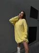 В'язаний светр вільного крою Оne size 42-48 Жовтий 1010 - зображення 3