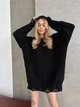 Вязаный свитер свободного кроя Оne size 42-48 Черный 1010 - изображение 2