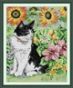 Набор для вышивания по нанесённой на канву схеме “Cat in flower”. AIDA 14CT printed , 30*35 см. - изображение 1