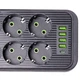 Удлинитель электрический 3 м 6 розеток 4 USB 1 Type-C черный, переноска тройник зарядная станция Yiwu 3, Черный - изображение 4