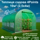 Теплица садовая 4х2,5х2 м сборной арочный парник для огорода 10 кв. м² с окнами с армированной плёнкой 4Points Зеленая - изображение 3