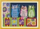 Набір для вишивання за нанесеною на канву схемою "Abstract painting cats". AIDA 14CT printed 34*26 см - зображення 1